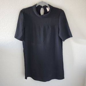 Forever 21 exclusive black high neck puff sleeves pullover mini dress